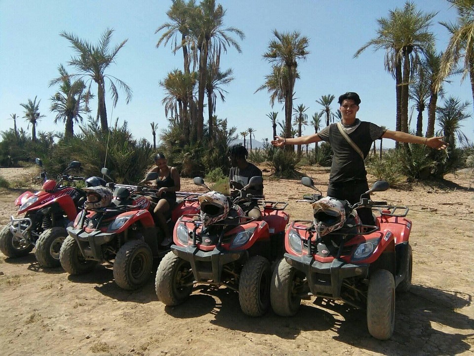 Embark on an adrenaline-pumping quad bike expedition through the Agafay Desert, conquering its undulating dunes while relishing the breathtaking vistas. Following your adventure, indulge in a sumptuous Moroccan feast within the cozy confines of a nomadic tent.Enjoy a camel ride and quad bike tour through the desert. Enjoy a traditional Dinner and stay with a local family. Discover local culture and traditions. Explore the ancient Berber villages and enjoy the beautiful landscape. Discover the Berber turns on the quads.